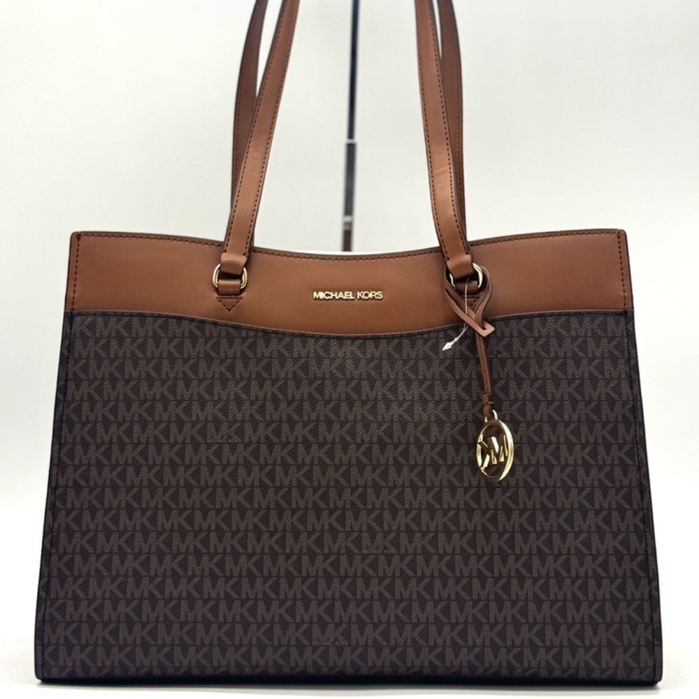 Michael Kors Jet Set Large Signature Logo Tote Bag Brown